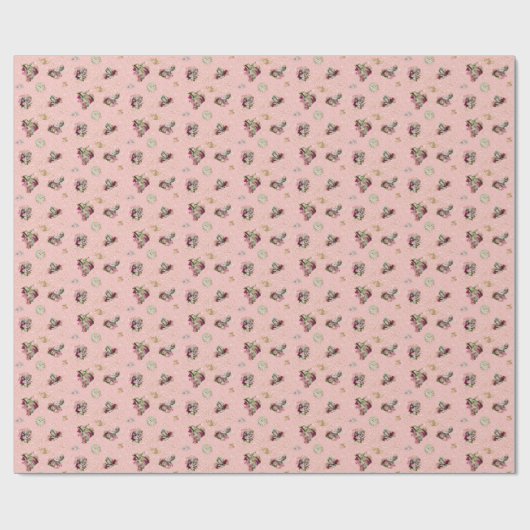 Alice in Wonderland op Roze en Gold Glitter Cadeaupapier (Vlak)