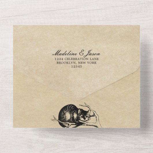 Alice in Wonderland Original Wedding All In One Uitnodiging (Achterkant)