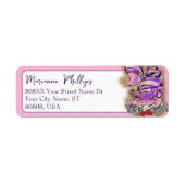 Alice in Wonderland Paarse en roze Cheshire Cat Etiket (Voorkant)