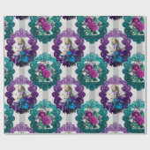 Alice in Wonderland Paarse groene Lijsten Cadeaupapier (Vlak)