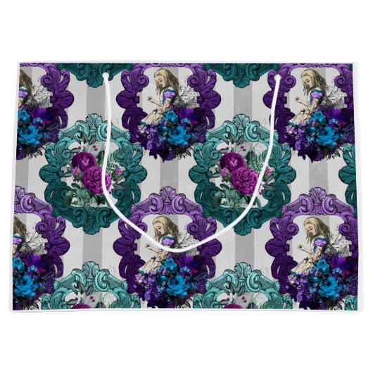 Alice in Wonderland Paarse groene Lijsten Groot Cadeauzakje (Voorkant)