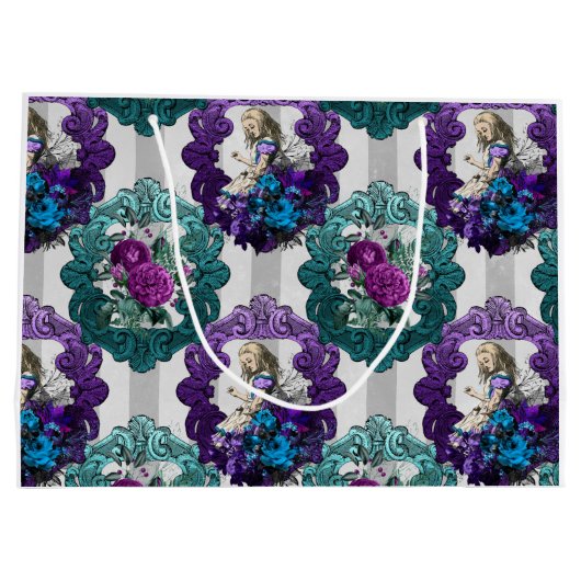 Alice in Wonderland Paarse groene Lijsten Groot Cadeauzakje (Achterkant)