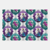 Alice in Wonderland Paarse groene Lijsten Inpakpapier Vel (Voorkant 2)