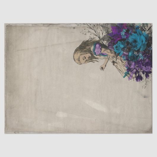 Alice in Wonderland Paarse ontkoppeling van Floral Tissuepapier (Voorkant)
