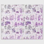 Alice in Wonderland Paarse Toile Quotes Cadeaupapier (Vlak)