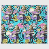 Alice in wonderland paarse vogelthema cadeaupapier (Vlak)