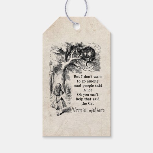 Alice in Wonderland Pack van 10 Faux Perkament Cadeaulabel (Voorkant)