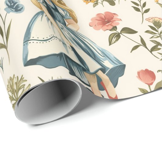  Alice in Wonderland Paddestoel Blauw Rood Cadeaupapier (Rol Hoek)