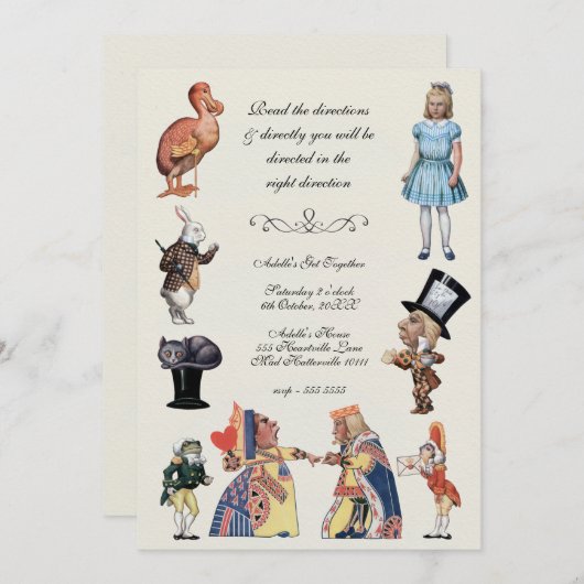 Alice in Wonderland  Paper Cut Outs Kaart (Voorkant / Achterkant)