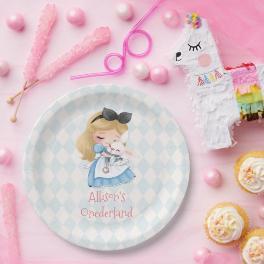 Alice in Wonderland Par-Tea Eerste Verjaardagsfees Papieren Bordje (Feest)
