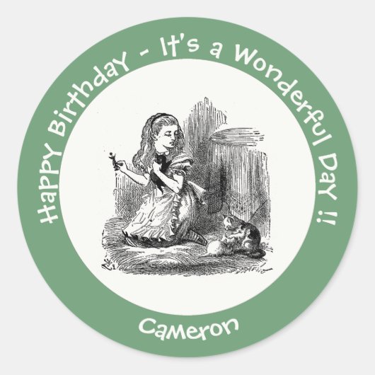Alice in Wonderland Party - Alice en de Kitten Ronde Sticker (Voorkant)