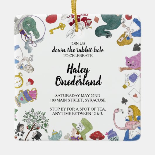 Alice in Wonderland Party Invitation Ornament (Voorkant)