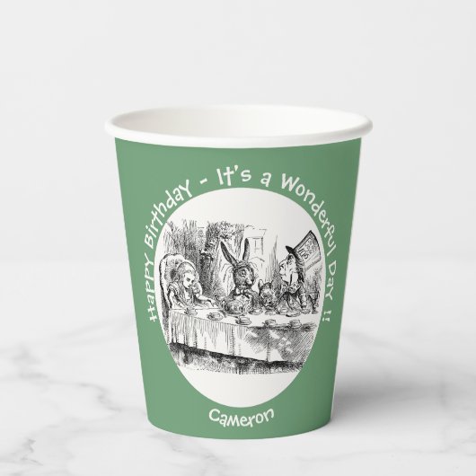 Alice in Wonderland Party - Mad Hatter's Tea Party Papieren Bekers (Achterkant)
