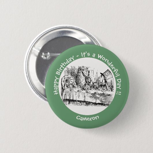 Alice in Wonderland Party - Mad Hatter's Tea Party Ronde Button 5,7 Cm (Voorkant /achterkant)