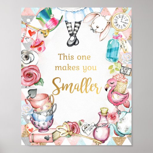Alice in Wonderland Party Sign, Geschenken Tafelte Poster (Voorkant)