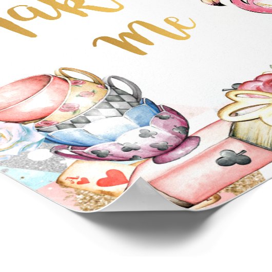 Alice in Wonderland Party Sign, neem me tafel teke Poster (Hoek)