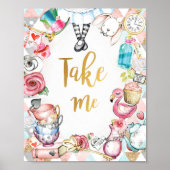 Alice in Wonderland Party Sign, neem me tafel teke Poster (Voorkant)