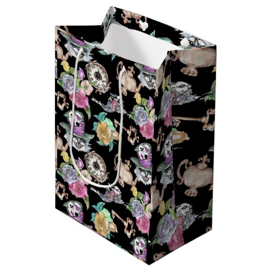 Alice in Wonderland Party Supplies Wrapping Paper Medium Cadeauzakje (Voorkant Gekanteld)