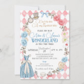 Alice in Wonderland Party, Tweeling 3e Verjaardag  Kaart (Voorkant)