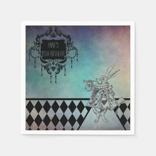 Alice in Wonderland Party White Rabbit Servetten (Voorkant)