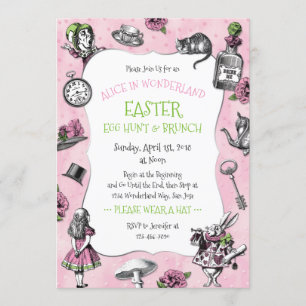 Alice in Wonderland Pasen Brunch Kaart