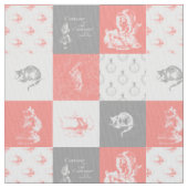 Alice in Wonderland Patchwork Grey Coral Fabric Stof (Close Up)