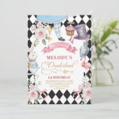 Alice in Wonderland Patroon 1e verjaardag Kaart (Staand voorkant)