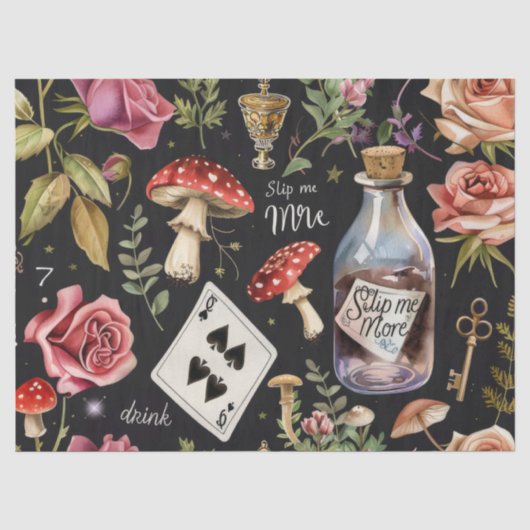 Alice in Wonderland Patroon Tissuepapier (Voorkant)