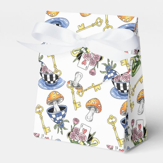 Alice in Wonderland Pattern Bedankdoosjes (Voorkant Zijde)