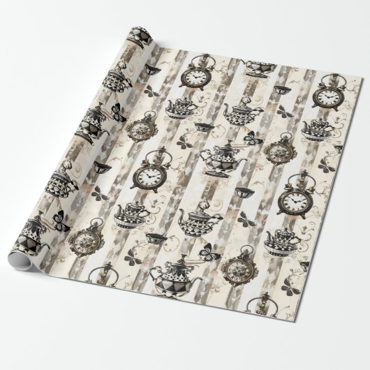 Alice in Wonderland Pattern Cadeaupapier (Uitgerold)
