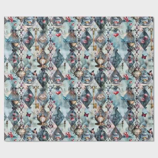 Alice in Wonderland Pattern Cadeaupapier (Vlak)