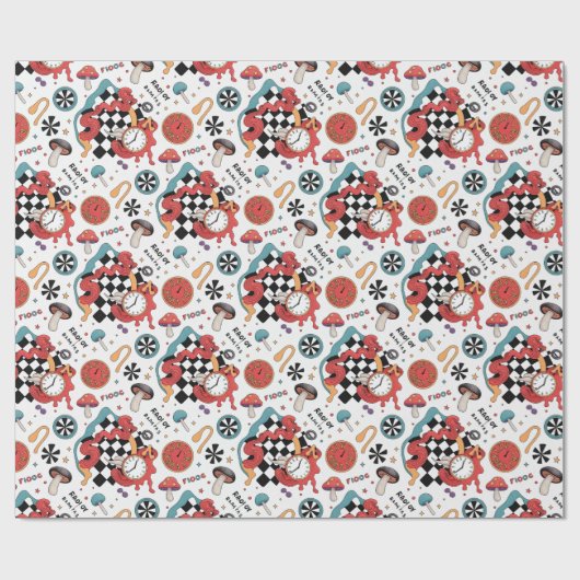 Alice in Wonderland Pattern Cadeaupapier (Vlak)