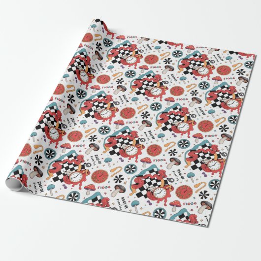 Alice in Wonderland Pattern Cadeaupapier (Uitgerold)