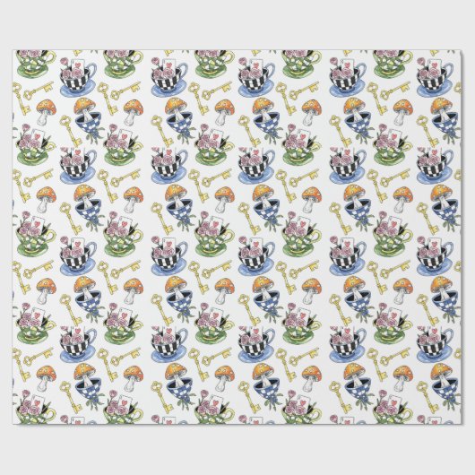 Alice in Wonderland Pattern Cadeaupapier (Vlak)