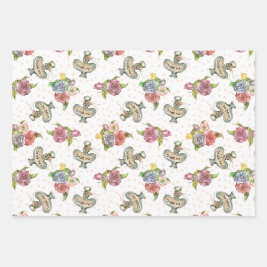 Alice in Wonderland Pattern Inpakpapier Vel (Voorkant 2)