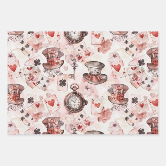Alice in Wonderland Pattern Inpakpapier Vel (Voorkant 2)
