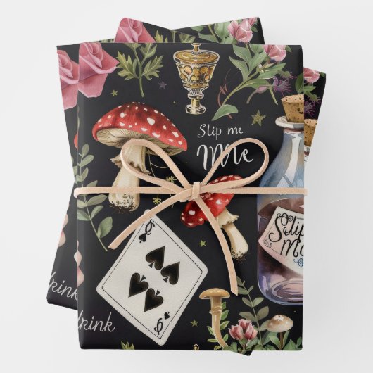 Alice in Wonderland Pattern Inpakpapier Vel (In situ)