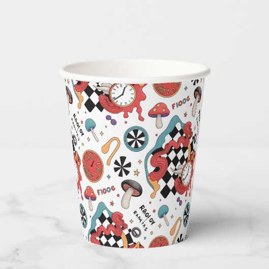 Alice in Wonderland Pattern Papieren Bekers (Achterkant)