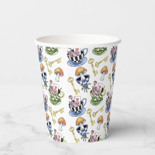 Alice in Wonderland Pattern Papieren Bekers (Achterkant)