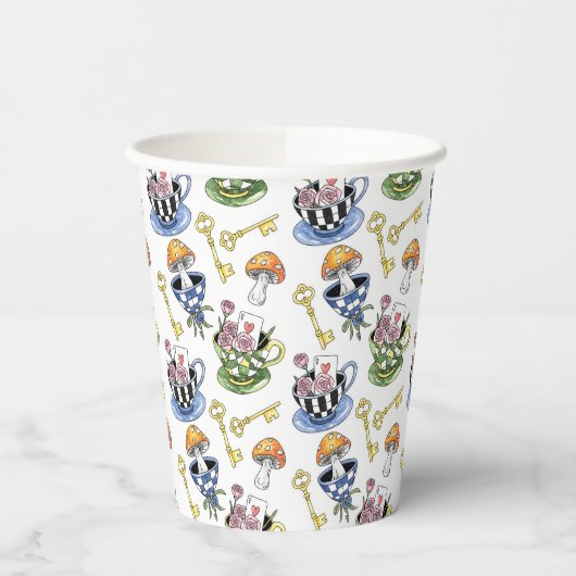 Alice in Wonderland Pattern Papieren Bekers (Links)