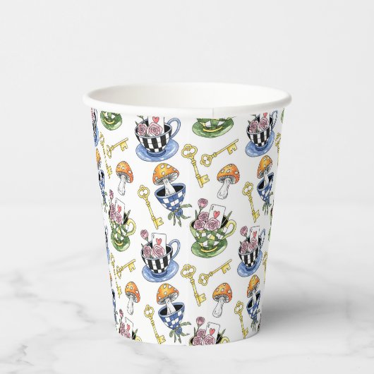 Alice in Wonderland Pattern Papieren Bekers (Rechts)