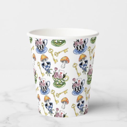 Alice in Wonderland Pattern Papieren Bekers (Voorkant)