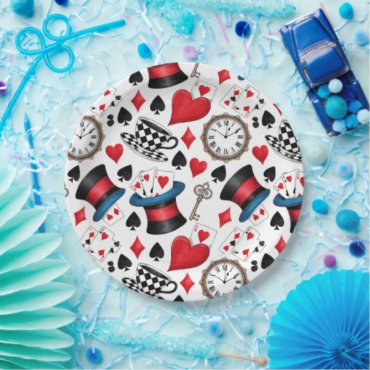 Alice in Wonderland Pattern Papieren Bordje (Feest)