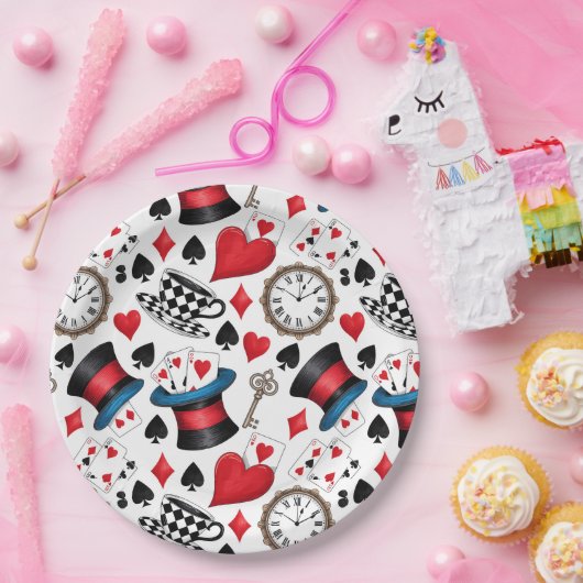 Alice in Wonderland Pattern Papieren Bordje (Feest)