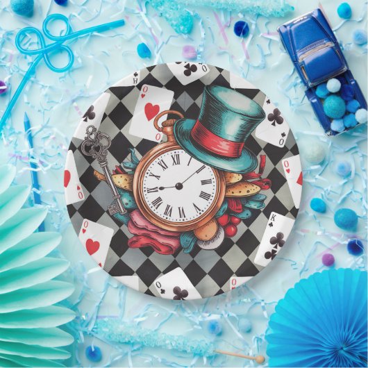 Alice in Wonderland Pattern Papieren Bordje (Feest)