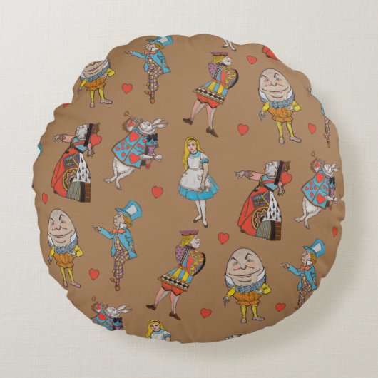 Alice in Wonderland Pattern Round Pillow Rond Kussen (Voorkant)