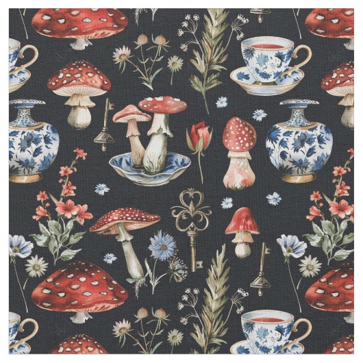 Alice in Wonderland Pattern Stof (Close Up)