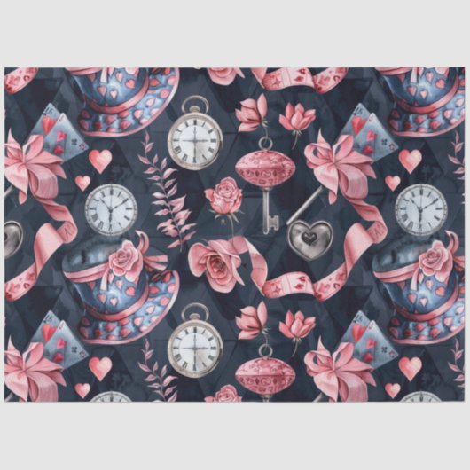 Alice in Wonderland Pattern Tissuepapier (Voorkant)