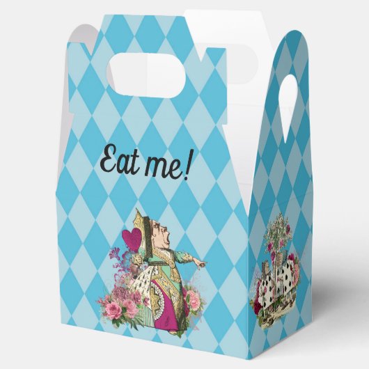 Alice in Wonderland Personages op Blue Harlequin Bedankdoosjes (Geopend)