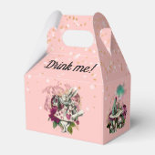 Alice in Wonderland Personages op Roze en Goud Bedankdoosjes (Achterkant)